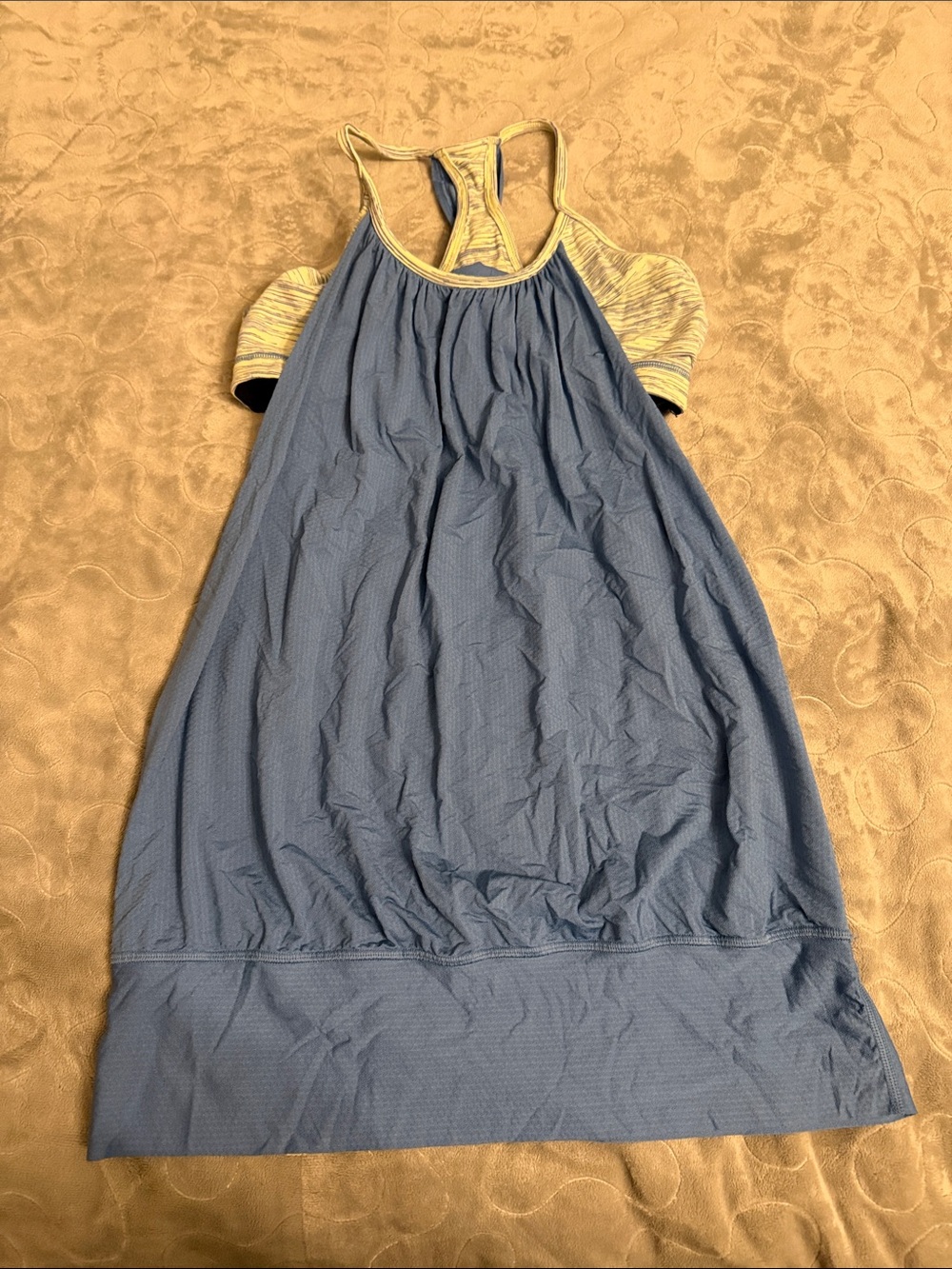 Lululemon' Blue & Yellow Racerback tank top with build in bra